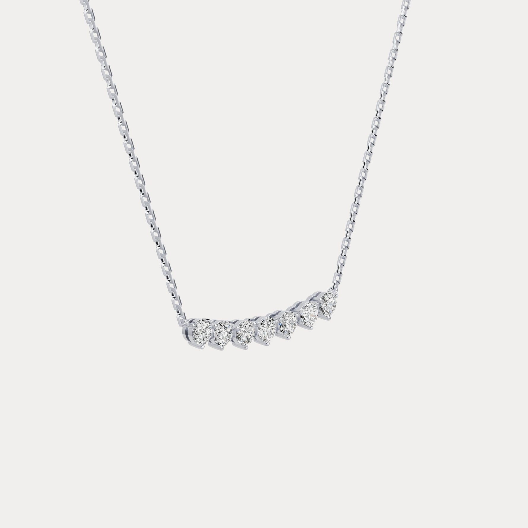 Seven - Stone Round Lab - Grown Diamond Bar Necklace in 14K Gold/Platinum - Necklaces