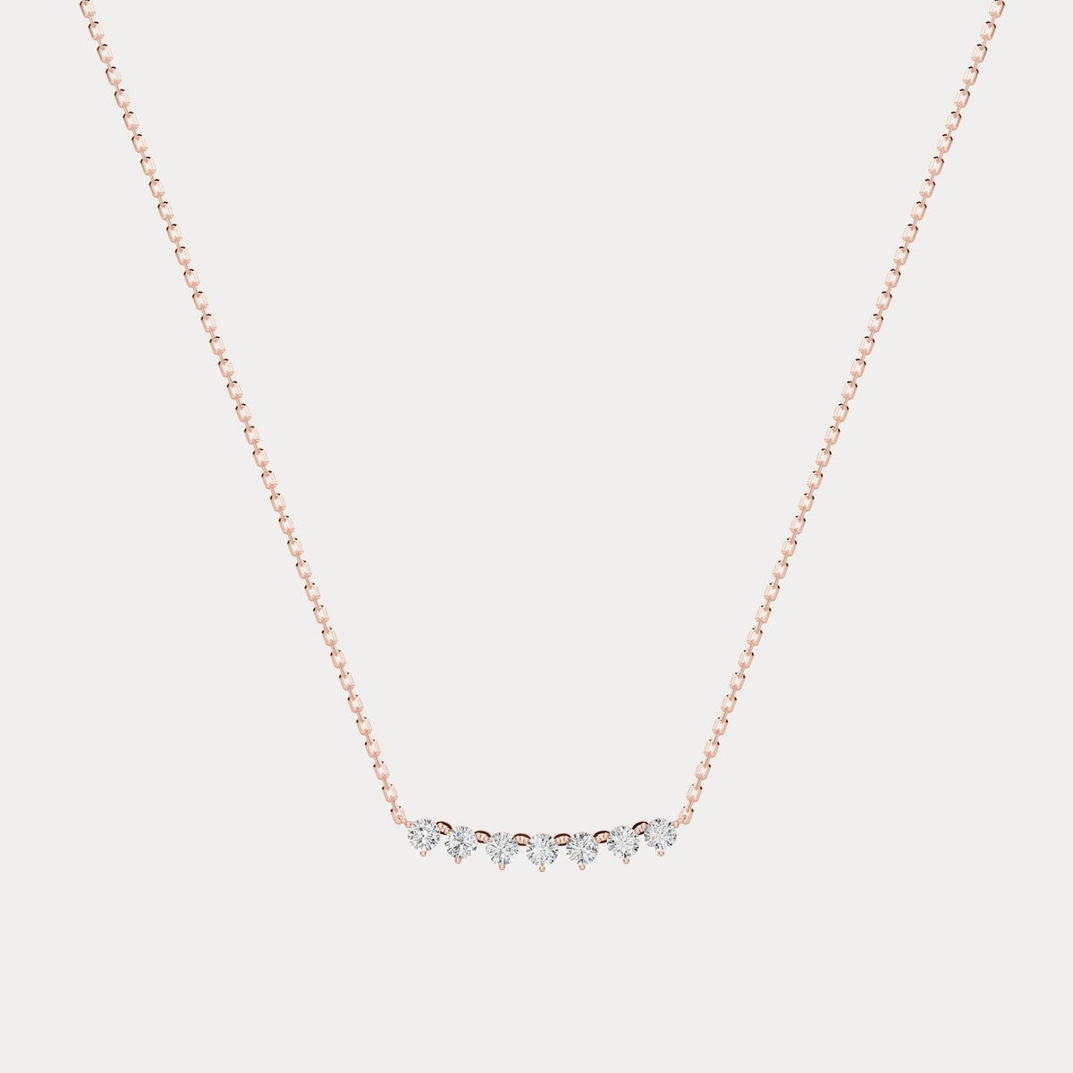 Seven - Stone Round Lab - Grown Diamond Bar Necklace in 14K Gold/Platinum - Necklaces