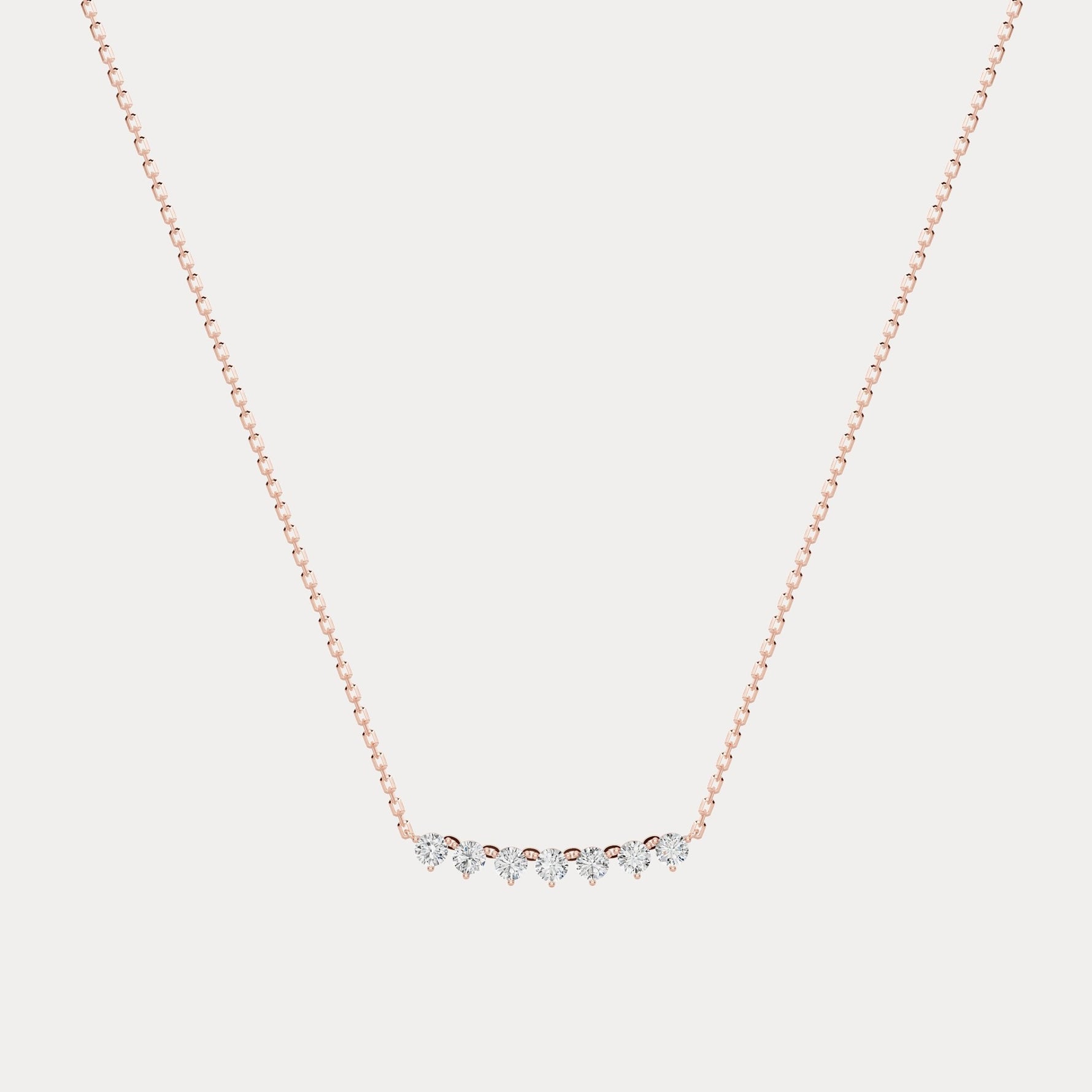Seven - Stone Round Lab - Grown Diamond Bar Necklace in 14K Gold/Platinum - Necklaces