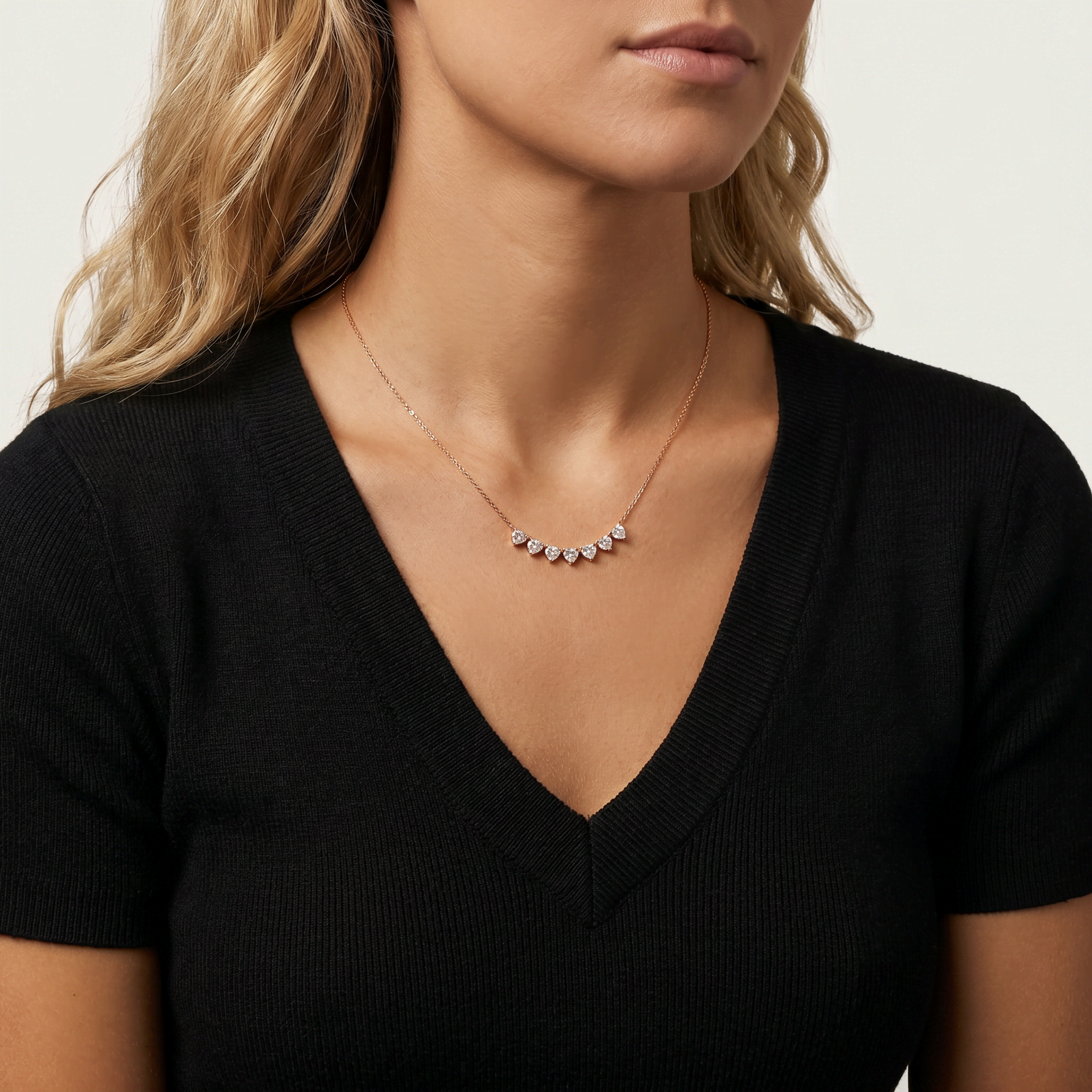 Seven - Stone Round Lab - Grown Diamond Bar Necklace in 14K Gold/Platinum - Necklaces
