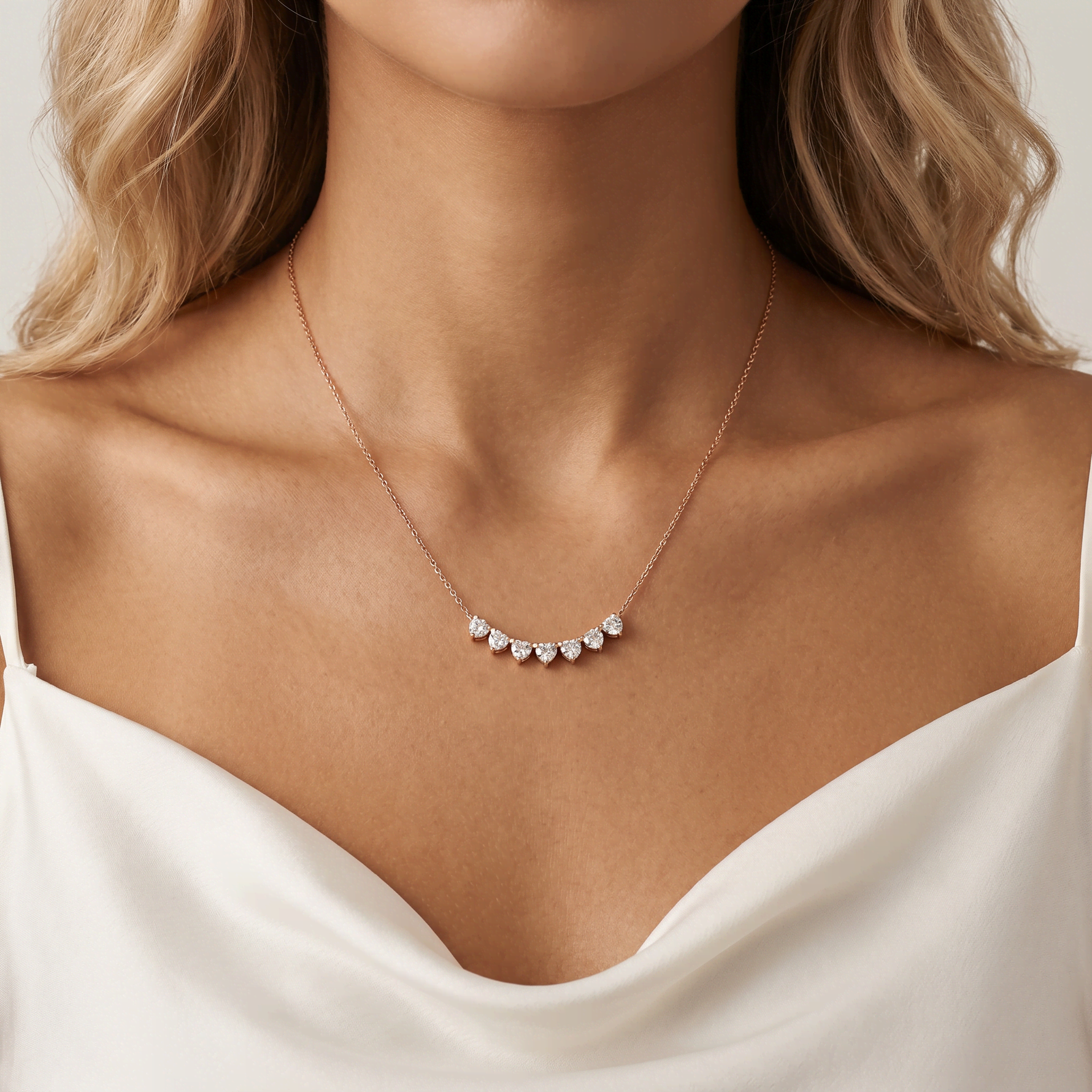 Seven - Stone Round Lab - Grown Diamond Bar Necklace in 14K Gold/Platinum - Necklaces