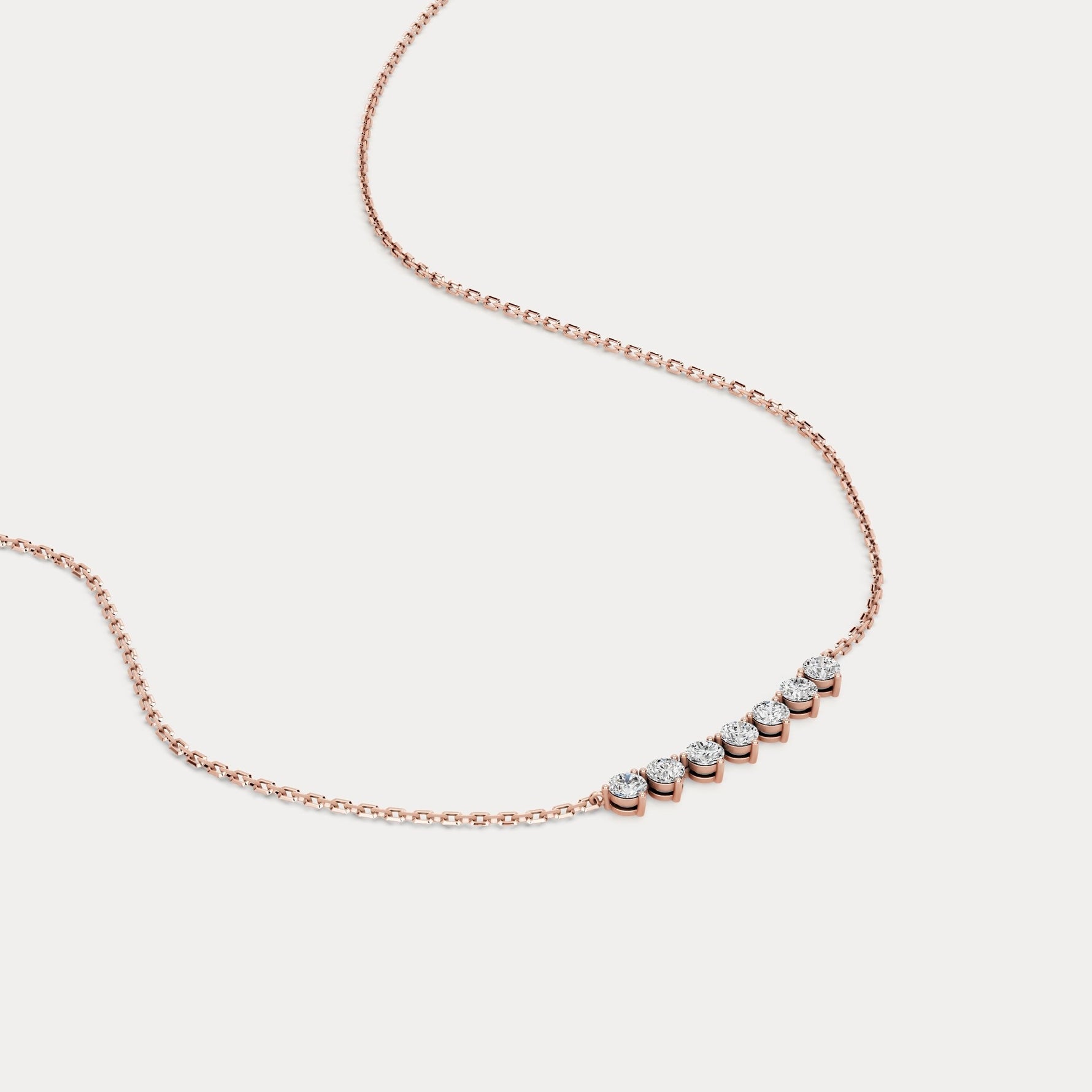 Seven - Stone Round Lab - Grown Diamond Bar Necklace in 14K Gold/Platinum - Necklaces