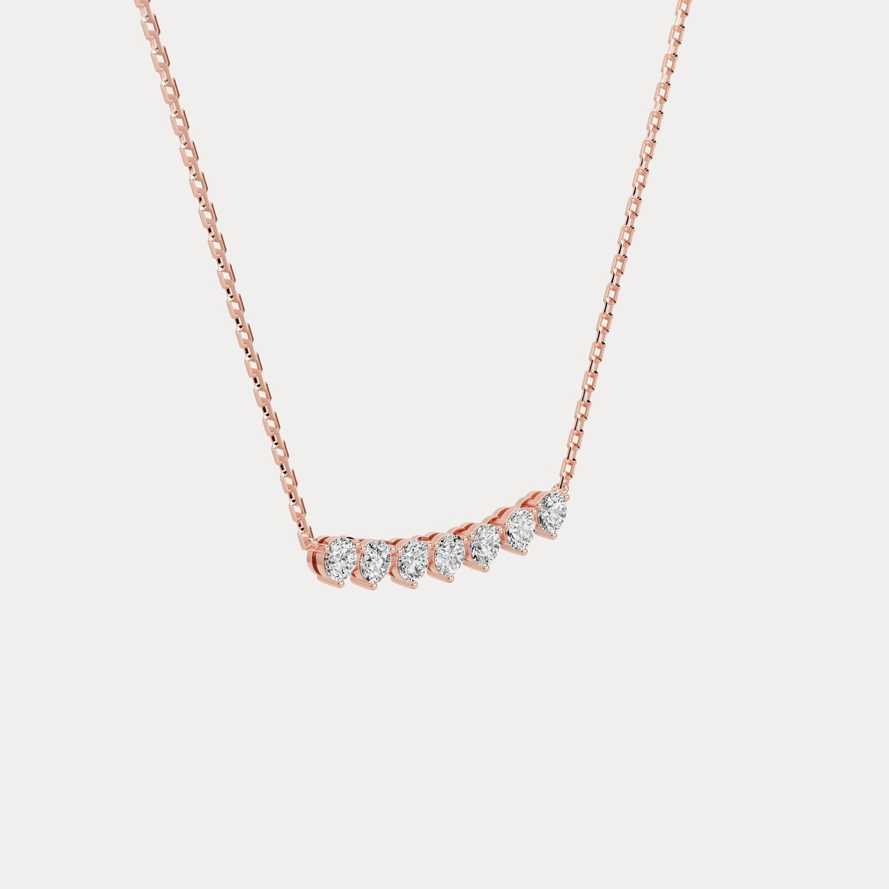 Seven - Stone Round Lab - Grown Diamond Bar Necklace in 14K Gold/Platinum - Necklaces