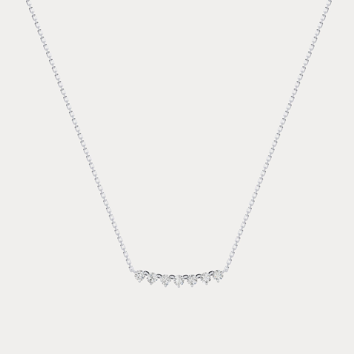 Seven - Stone Round Lab - Grown Diamond Bar Necklace in 14K Gold/Platinum - Necklaces