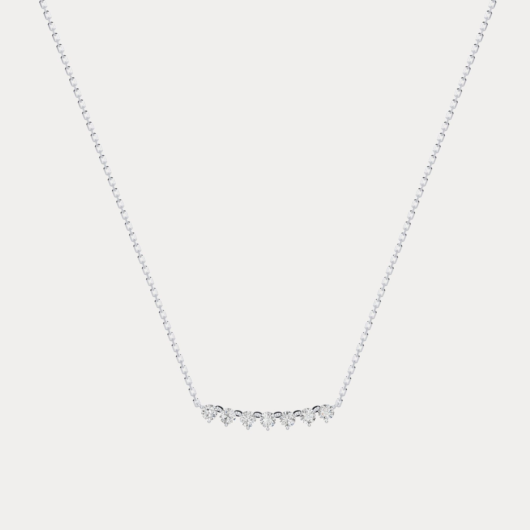 Seven - Stone Round Lab - Grown Diamond Bar Necklace in 14K Gold/Platinum - Necklaces