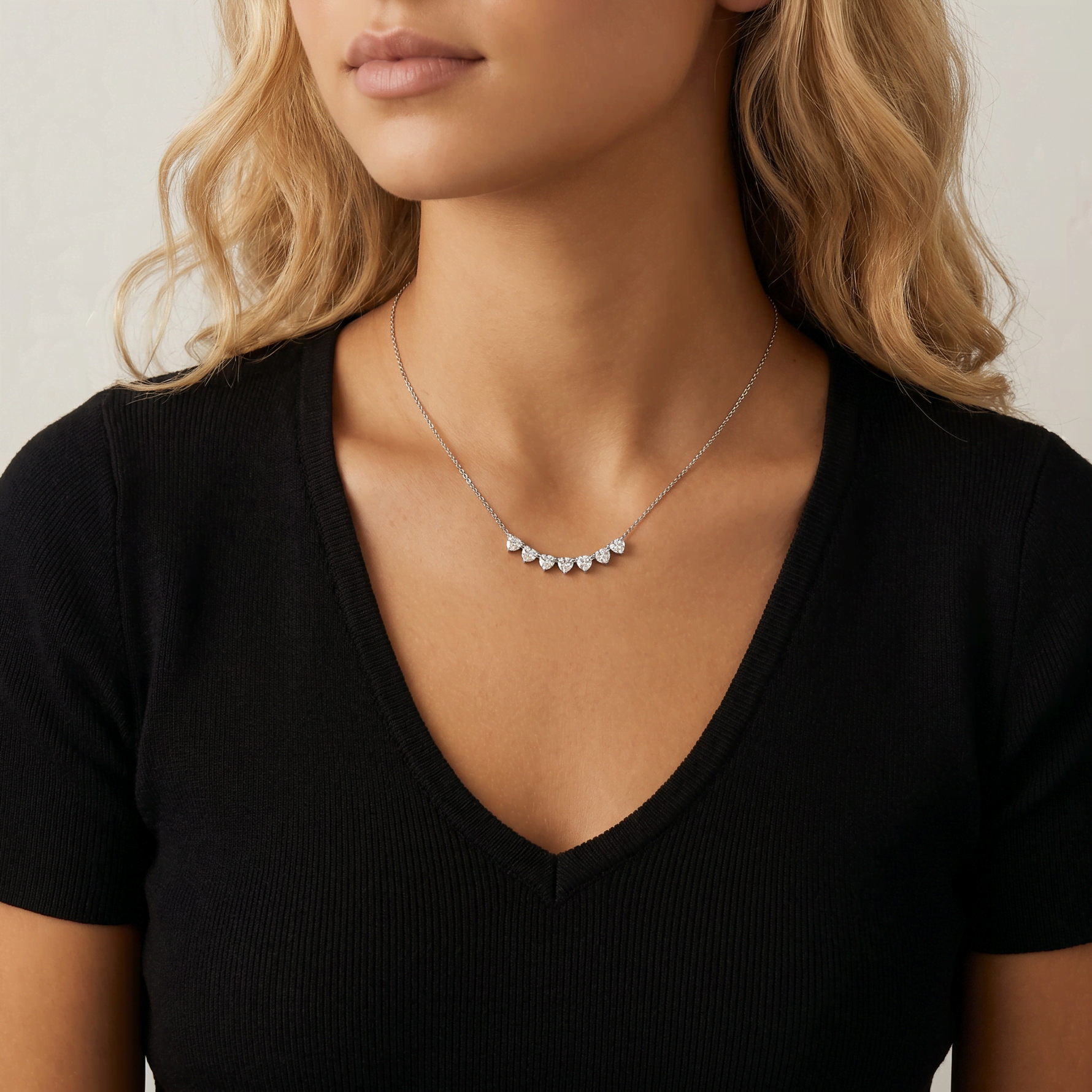 Seven - Stone Round Lab - Grown Diamond Bar Necklace in 14K Gold/Platinum - Necklaces