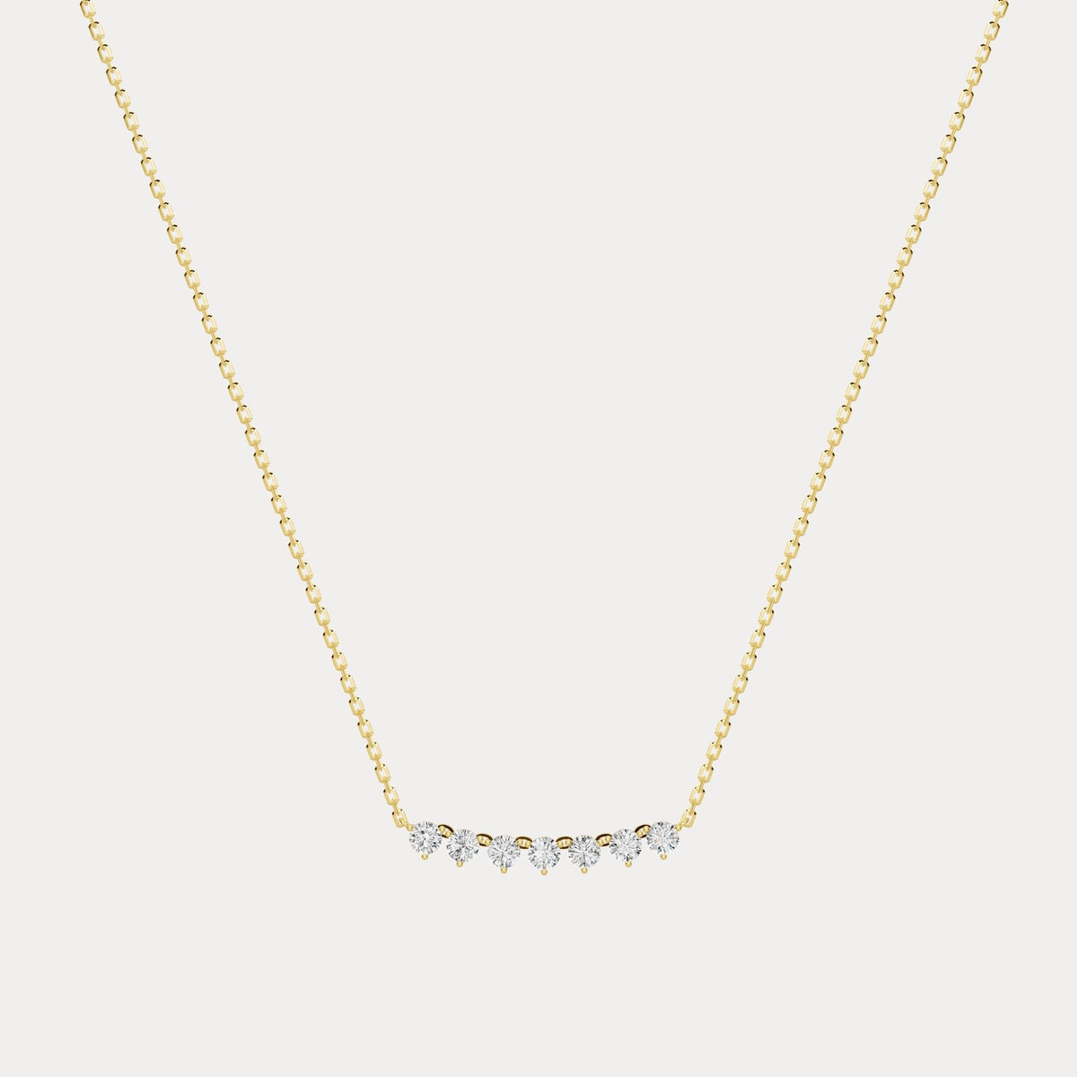 Seven - Stone Round Lab - Grown Diamond Bar Necklace in 14K Gold/Platinum - Necklaces