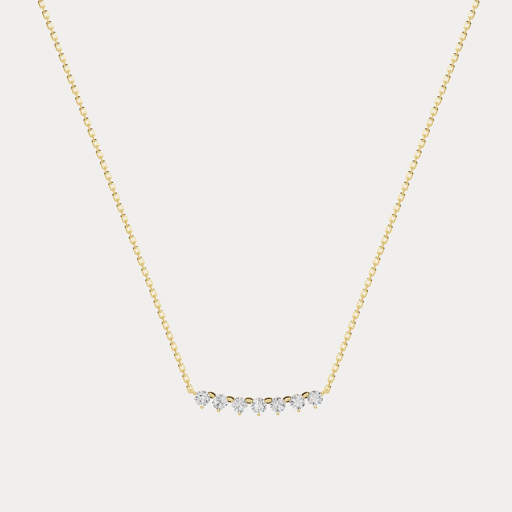 Seven - Stone Round Lab - Grown Diamond Bar Necklace in 14K Gold/Platinum - Necklaces