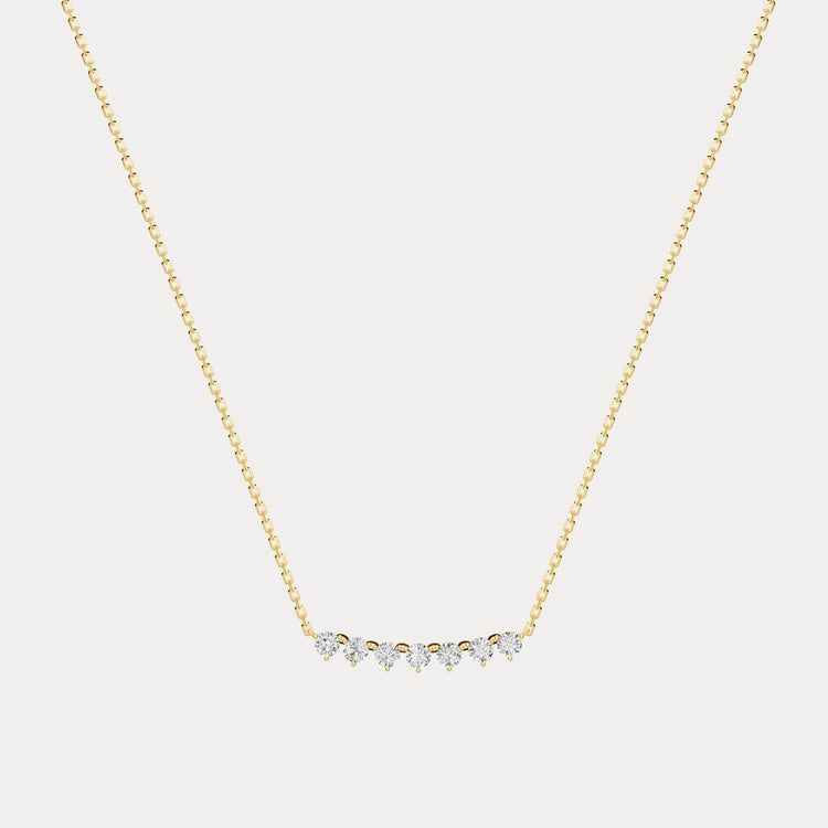 Seven - Stone Round Lab - Grown Diamond Bar Necklace in 14K Gold/Platinum - Necklaces