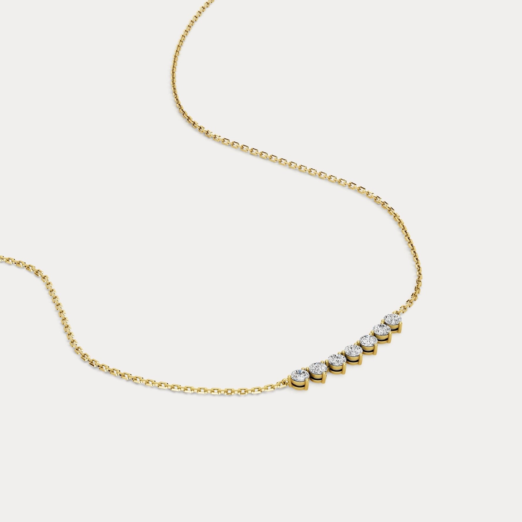 Seven - Stone Round Lab - Grown Diamond Bar Necklace in 14K Gold/Platinum - Necklaces