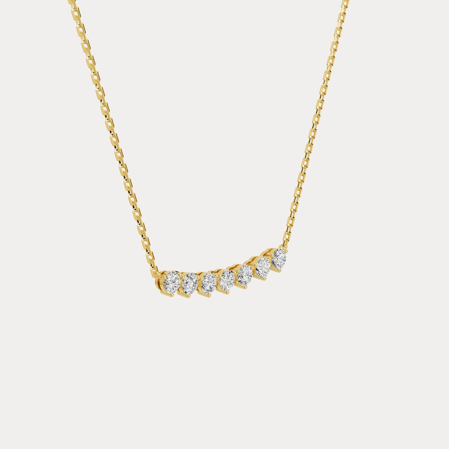 Seven - Stone Round Lab - Grown Diamond Bar Necklace in 14K Gold/Platinum - Necklaces
