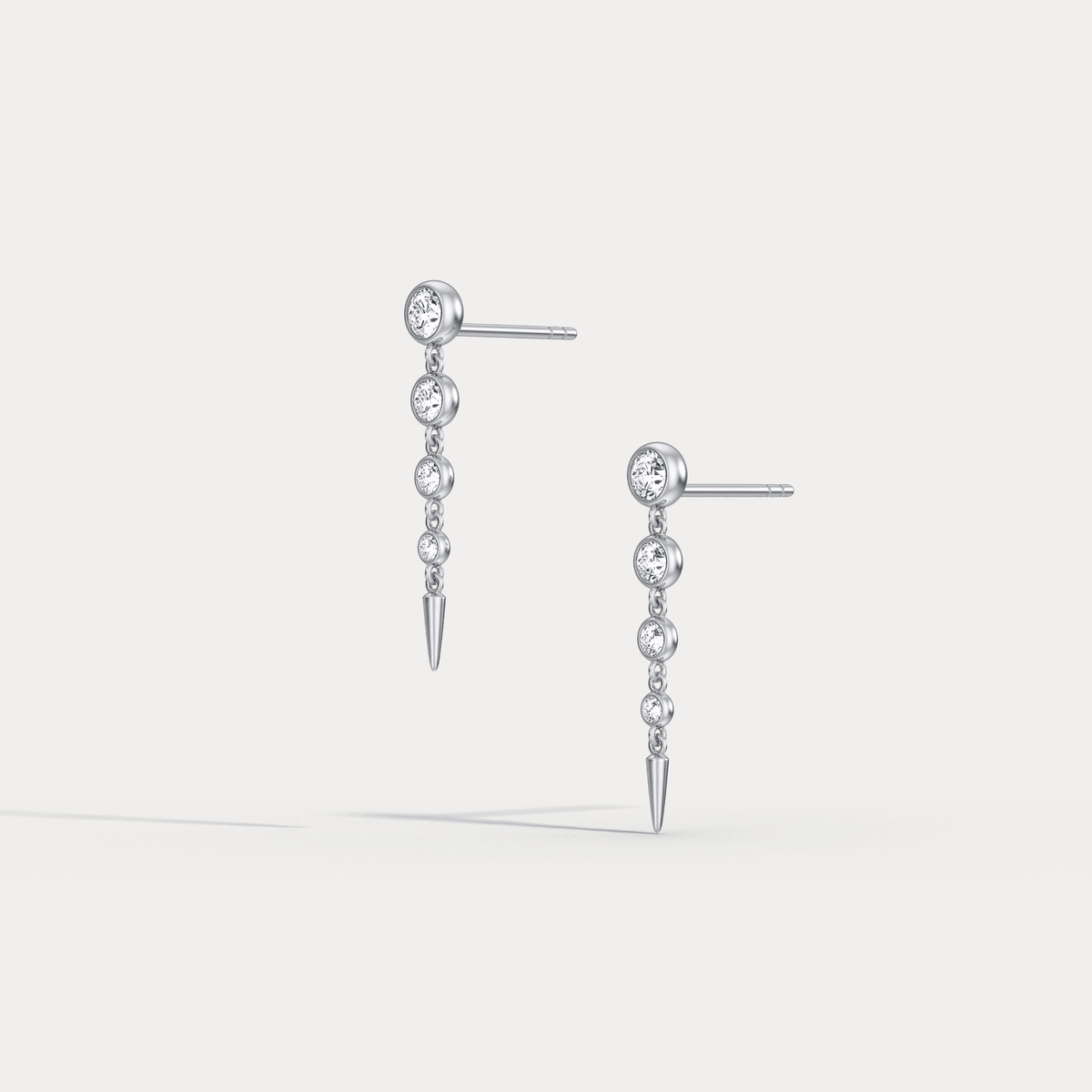 Graduated Bezel Set Lab - Grown Diamond Fringe Earrings in 14 Solid Gold/Platinum - Earrings