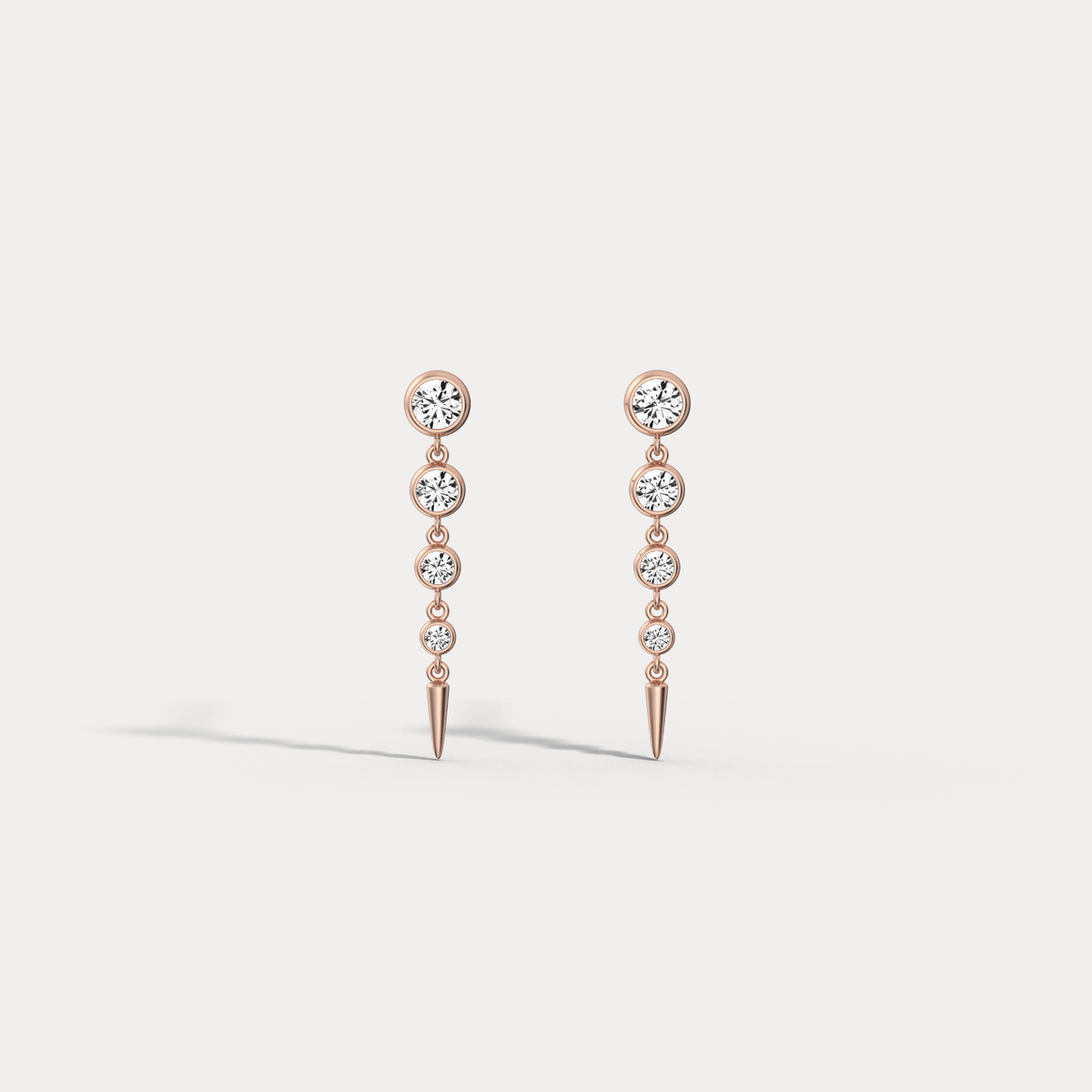 Graduated Bezel Set Lab - Grown Diamond Fringe Earrings in 14 Solid Gold/Platinum - Earrings