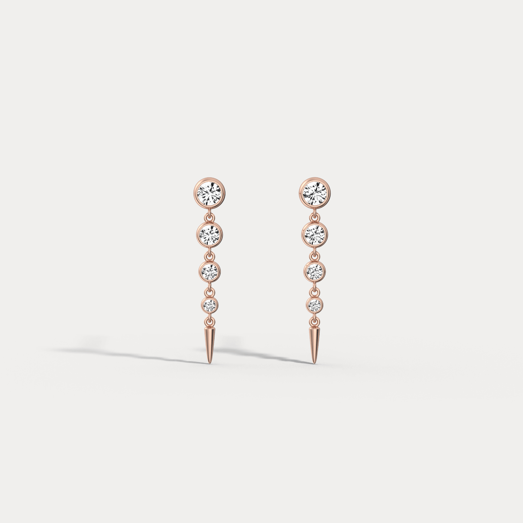 Graduated Bezel Set Lab - Grown Diamond Fringe Earrings in 14 Solid Gold/Platinum - Earrings