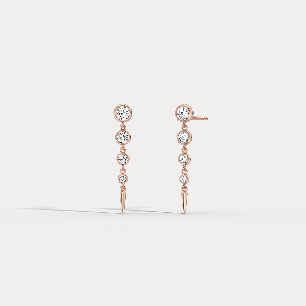 Graduated Bezel Set Lab - Grown Diamond Fringe Earrings in 14 Solid Gold/Platinum - Earrings