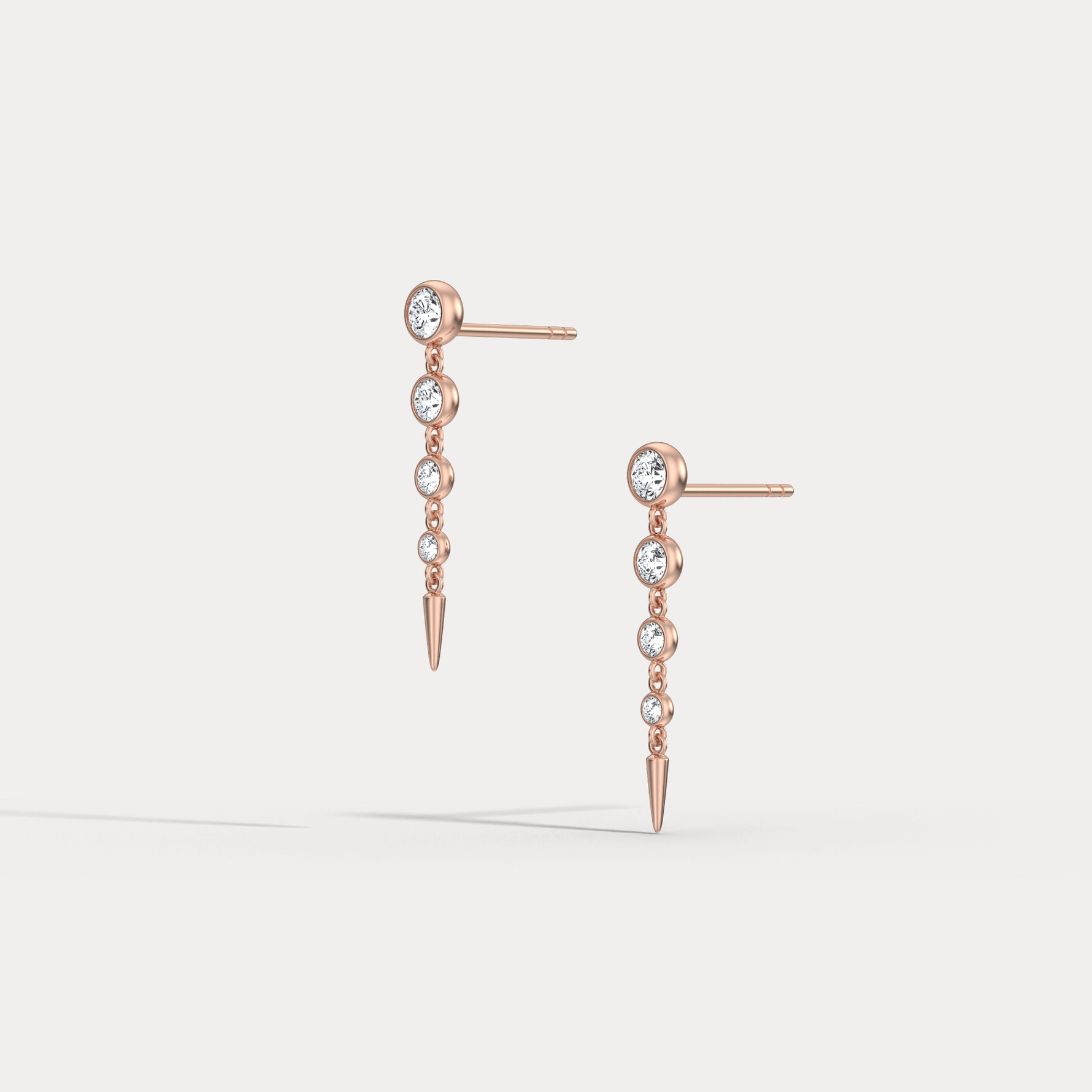 Graduated Bezel Set Lab - Grown Diamond Fringe Earrings in 14 Solid Gold/Platinum - Earrings