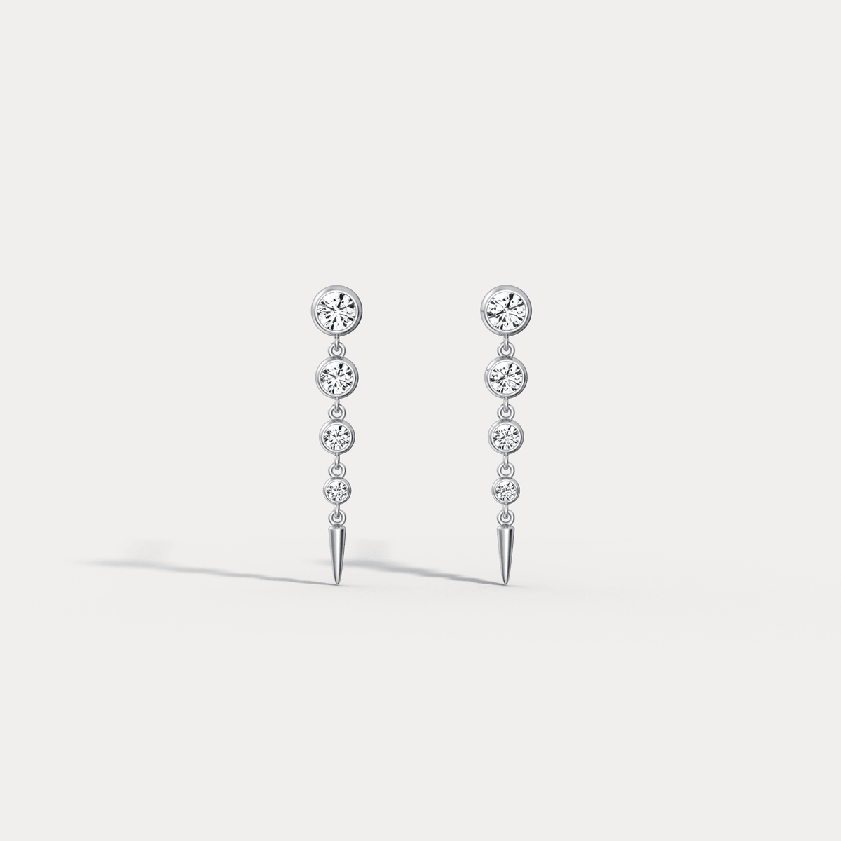 Graduated Bezel Set Lab - Grown Diamond Fringe Earrings in 14 Solid Gold/Platinum - Earrings