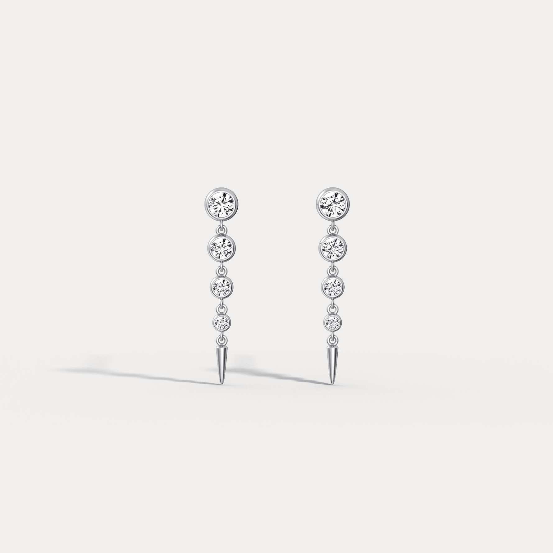 Graduated Bezel Set Lab - Grown Diamond Fringe Earrings in 14 Solid Gold/Platinum - Earrings