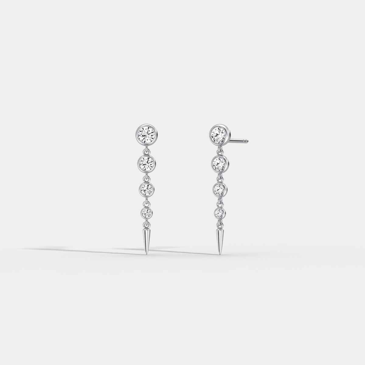 Graduated Bezel Set Lab - Grown Diamond Fringe Earrings in 14 Solid Gold/Platinum - Earrings