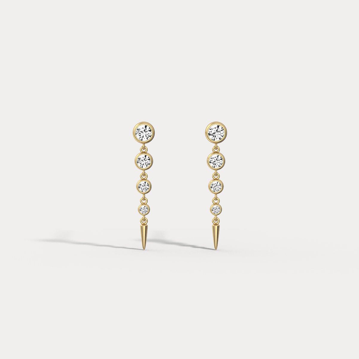 Graduated Bezel Set Lab - Grown Diamond Fringe Earrings in 14 Solid Gold/Platinum - Earrings