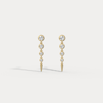 Graduated Bezel Set Lab - Grown Diamond Fringe Earrings in 14 Solid Gold/Platinum - Earrings
