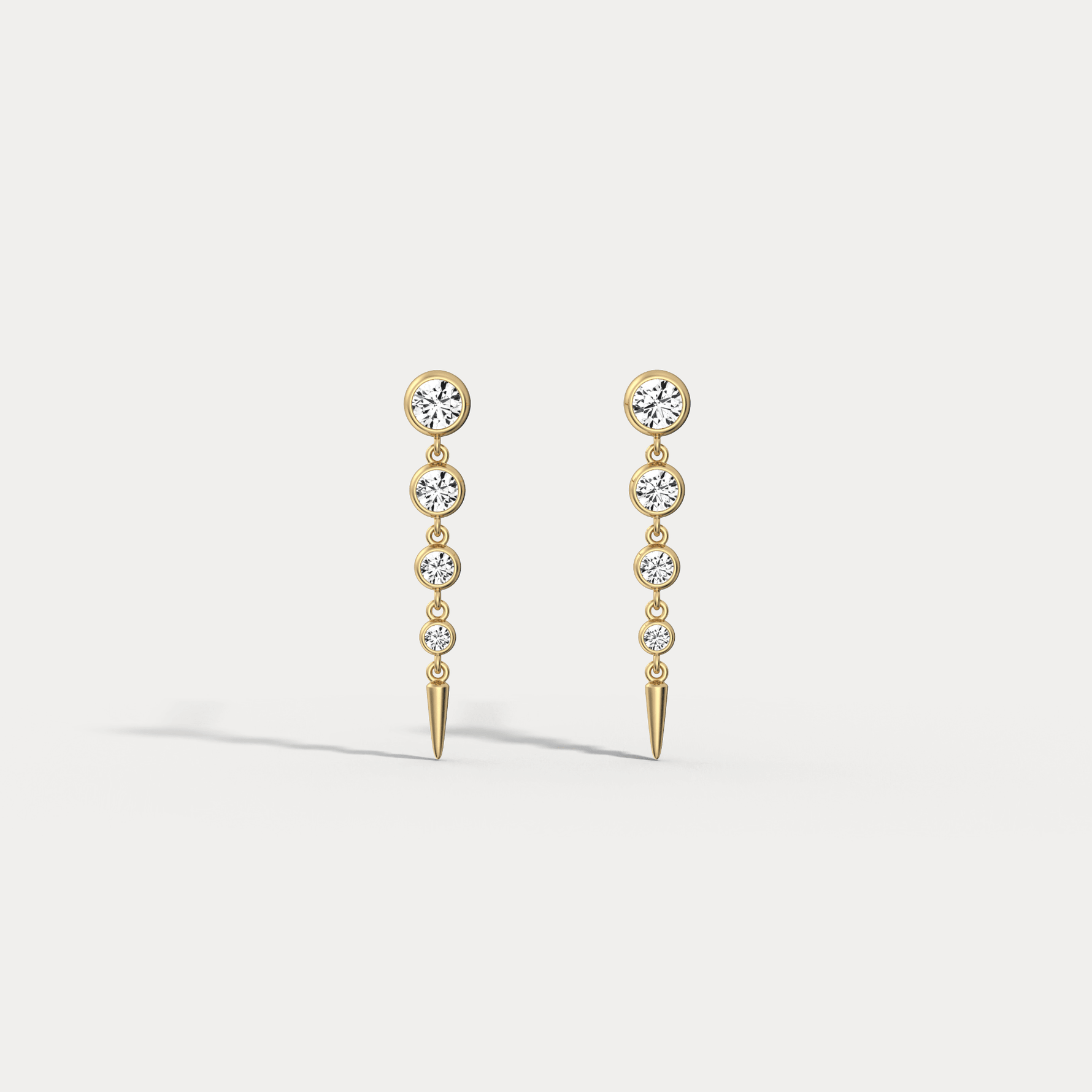 Graduated Bezel Set Lab - Grown Diamond Fringe Earrings in 14 Solid Gold/Platinum - Earrings