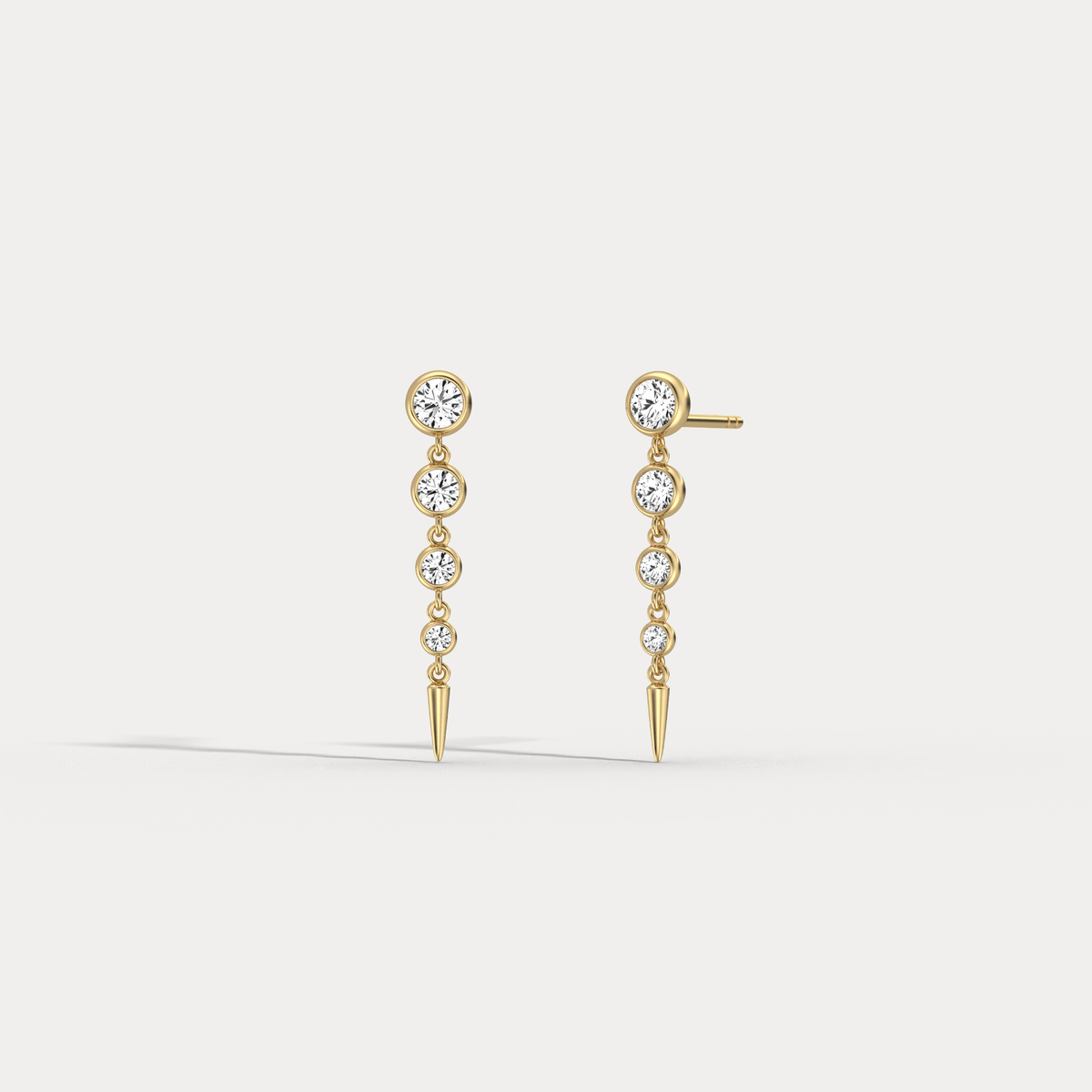 Graduated Bezel Set Lab - Grown Diamond Fringe Earrings in 14 Solid Gold/Platinum - Earrings