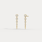 Graduated Bezel Set Lab - Grown Diamond Fringe Earrings in 14 Solid Gold/Platinum - Earrings