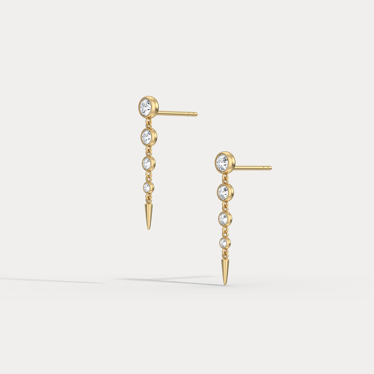 Graduated Bezel Set Lab - Grown Diamond Fringe Earrings in 14 Solid Gold/Platinum - Earrings