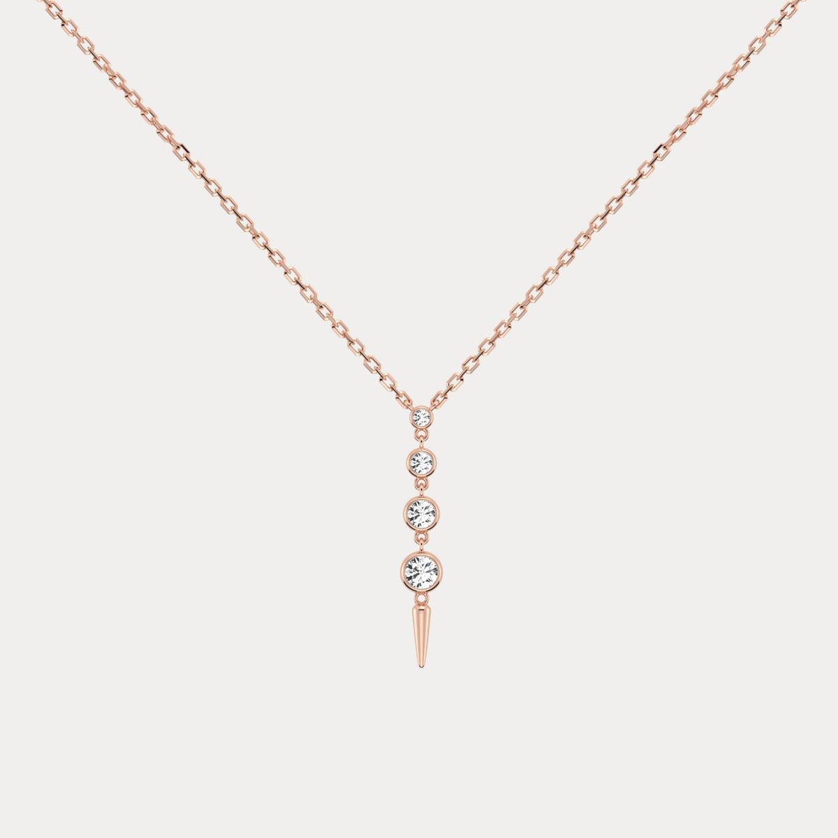 4-Stone Bezel-Set Lab-Grown Diamond Graduated Linear Drop Necklace in 14K Gold / Platinum - Necklaces