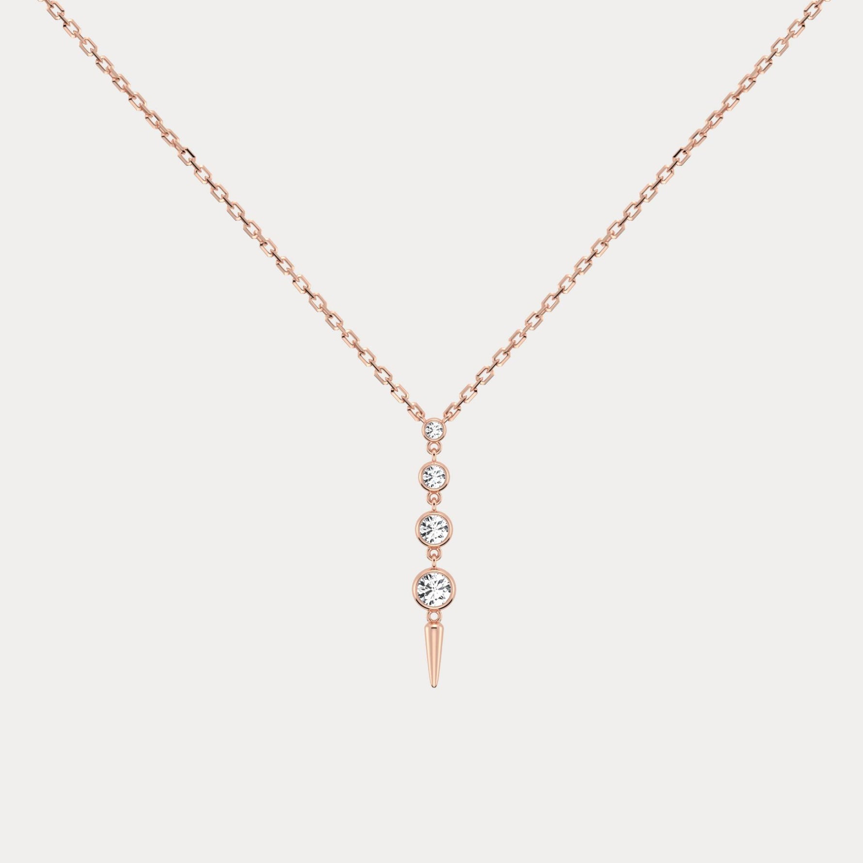 4-Stone Bezel-Set Lab-Grown Diamond Graduated Linear Drop Necklace in 14K Gold / Platinum - Necklaces