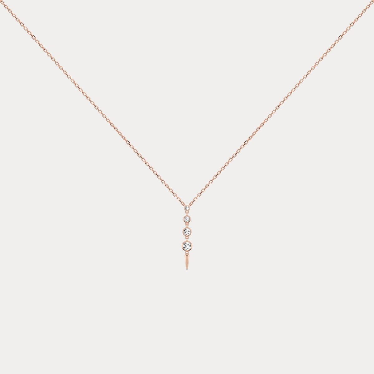 4-Stone Bezel-Set Lab-Grown Diamond Graduated Linear Drop Necklace in 14K Gold / Platinum - Necklaces