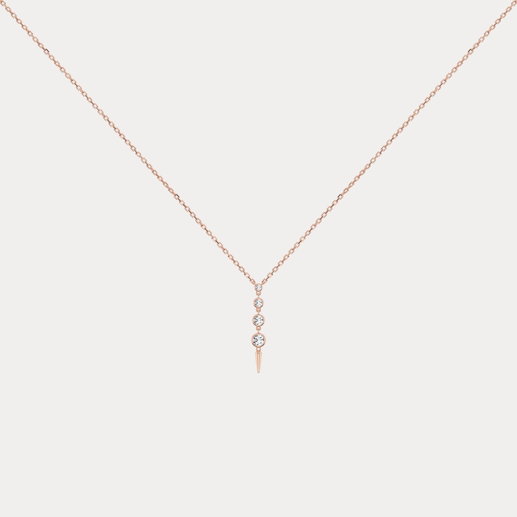 4-Stone Bezel-Set Lab-Grown Diamond Graduated Linear Drop Necklace in 14K Gold / Platinum - Necklaces