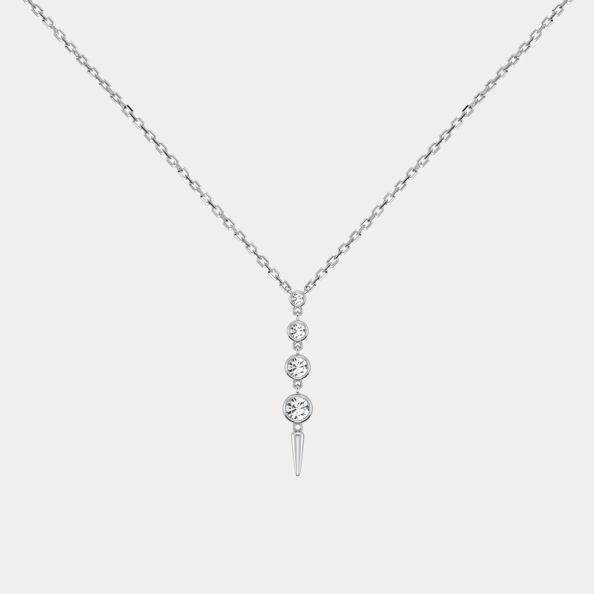 4-Stone Bezel-Set Lab-Grown Diamond Graduated Linear Drop Necklace in 14K Gold / Platinum - Necklaces