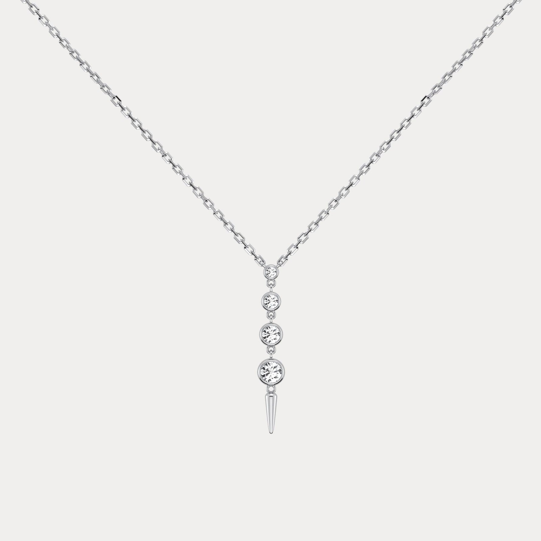 4-Stone Bezel-Set Lab-Grown Diamond Graduated Linear Drop Necklace in 14K Gold / Platinum - Necklaces