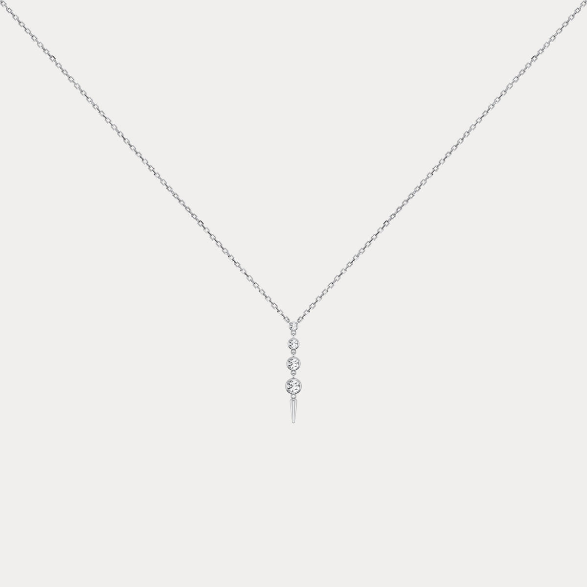4-Stone Bezel-Set Lab-Grown Diamond Graduated Linear Drop Necklace in 14K Gold / Platinum - Necklaces