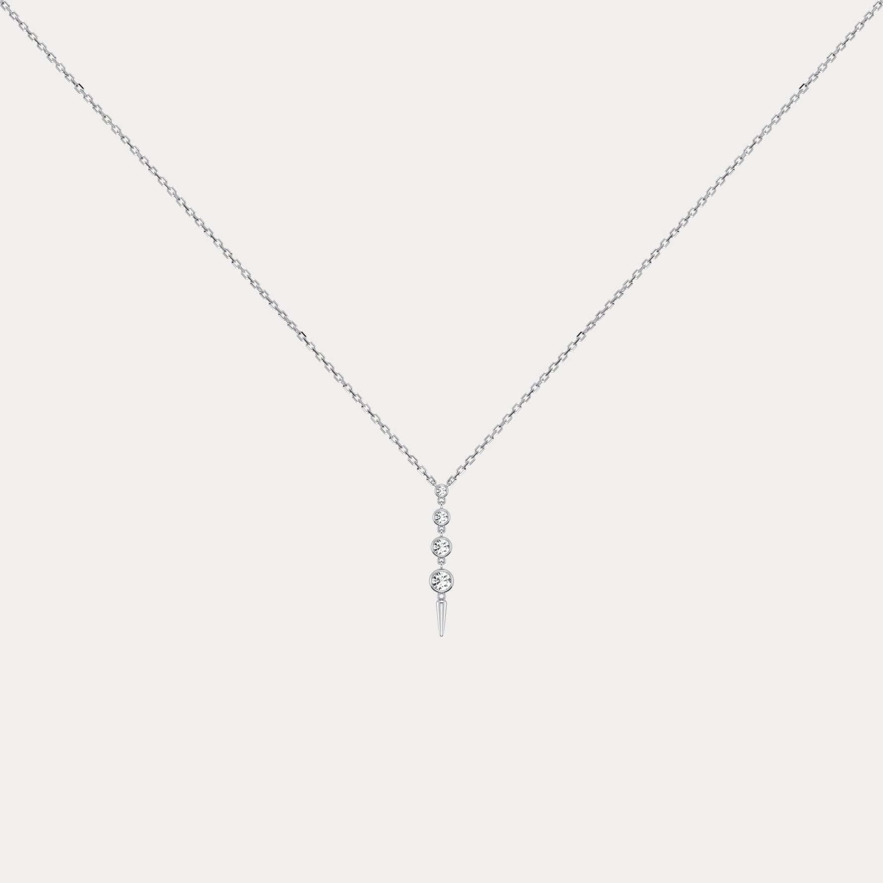 4-Stone Bezel-Set Lab-Grown Diamond Graduated Linear Drop Necklace in 14K Gold / Platinum - Necklaces