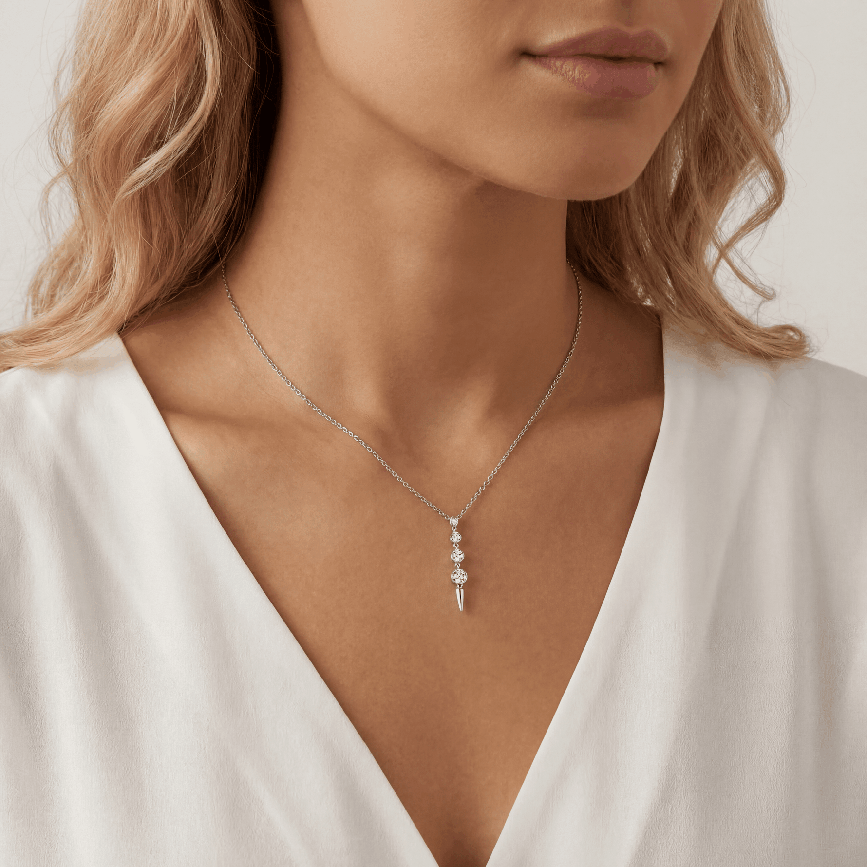 4-Stone Bezel-Set Lab-Grown Diamond Graduated Linear Drop Necklace in 14K Gold / Platinum - Necklaces