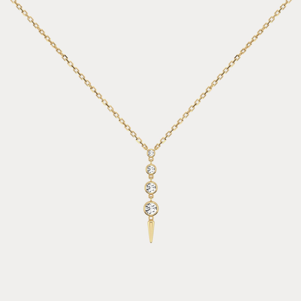 4-Stone Bezel-Set Lab-Grown Diamond Graduated Linear Drop Necklace in 14K Gold / Platinum - Necklaces