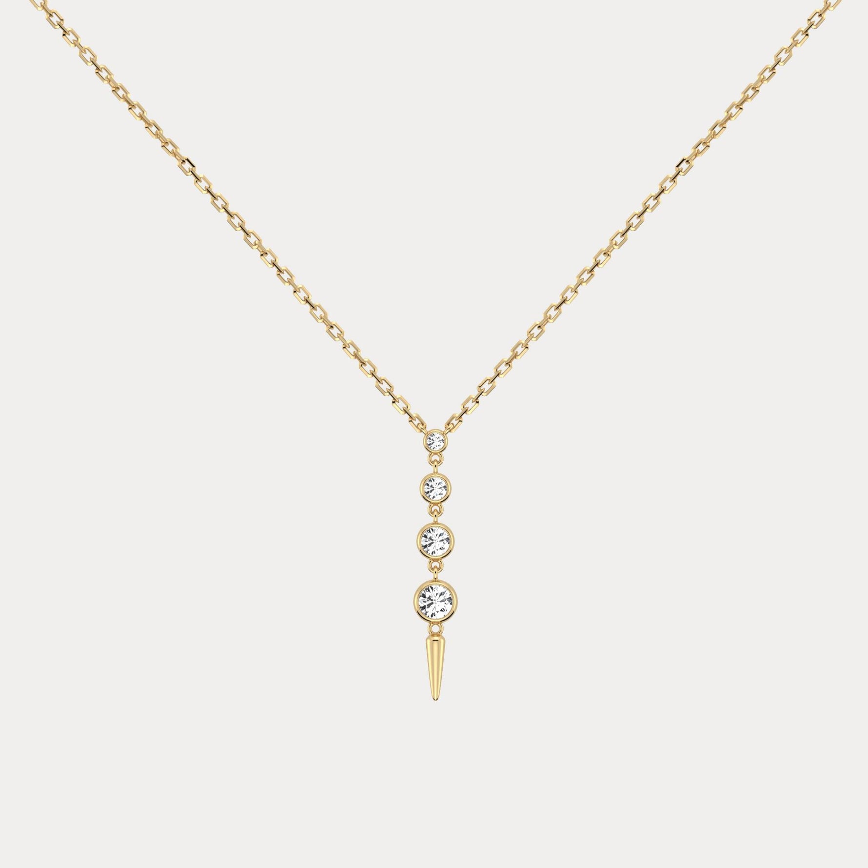 4-Stone Bezel-Set Lab-Grown Diamond Graduated Linear Drop Necklace in 14K Gold / Platinum - Necklaces
