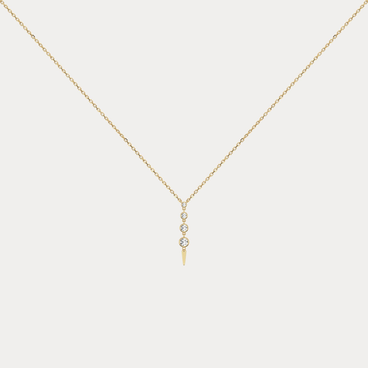 4-Stone Bezel-Set Lab-Grown Diamond Graduated Linear Drop Necklace in 14K Gold / Platinum - Necklaces