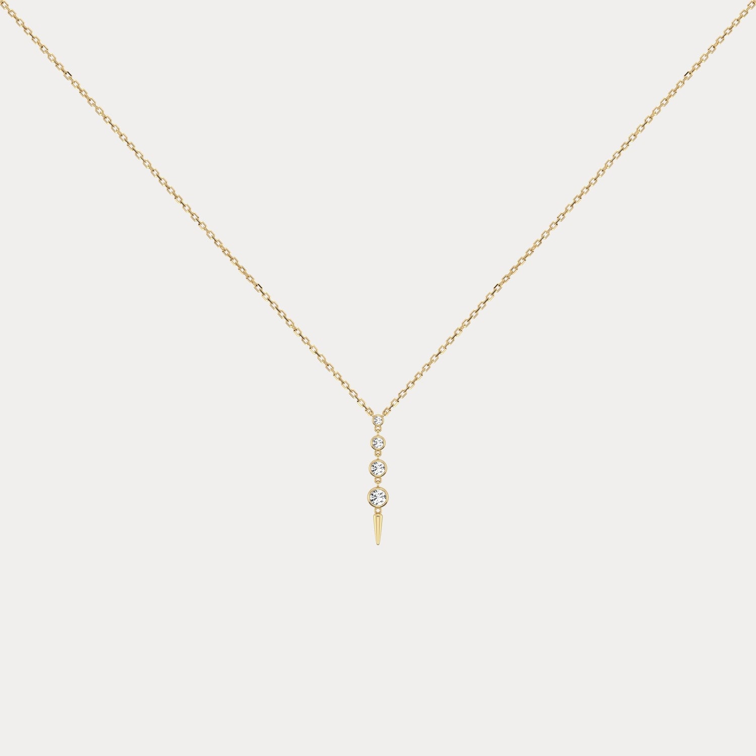 4-Stone Bezel-Set Lab-Grown Diamond Graduated Linear Drop Necklace in 14K Gold / Platinum - Necklaces