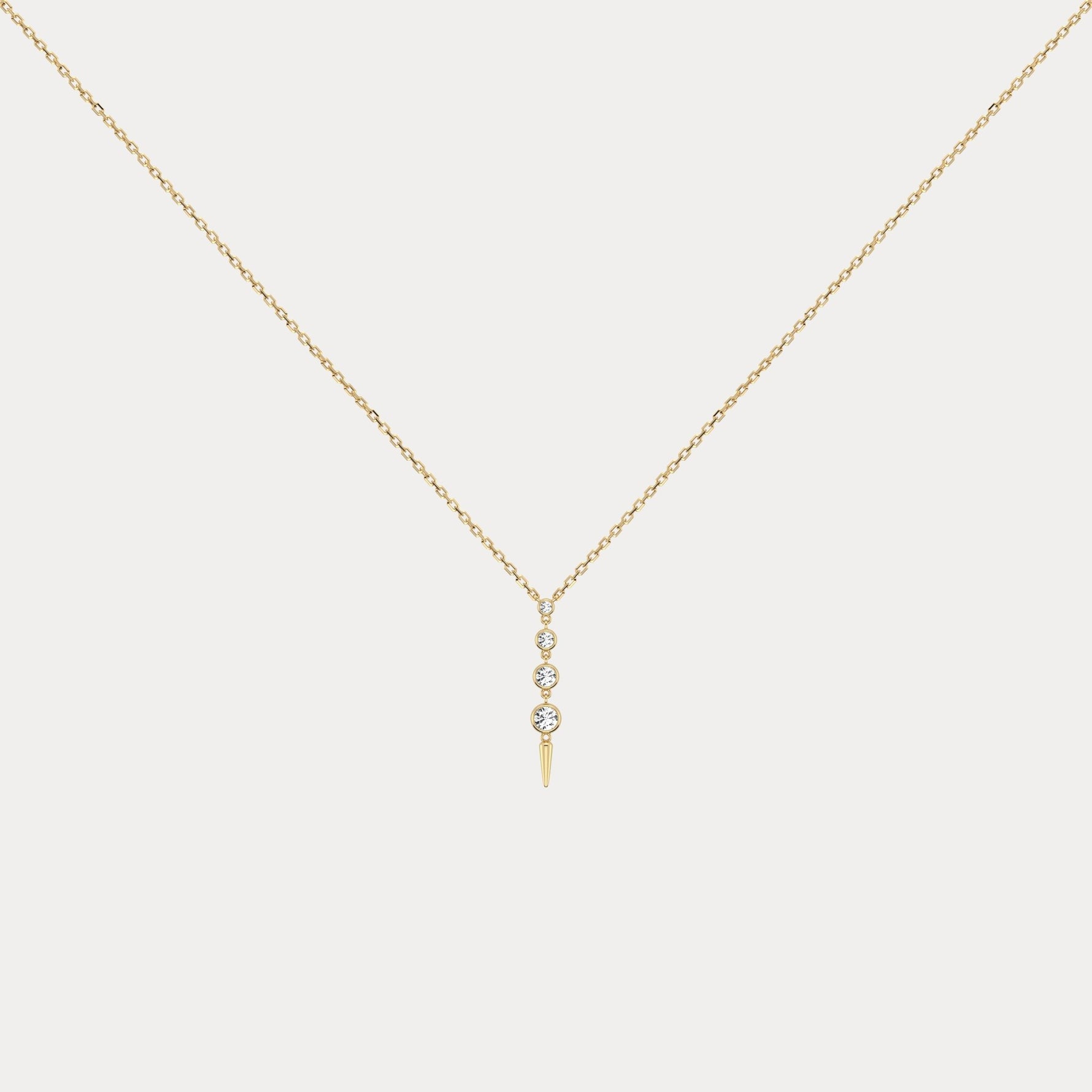 4-Stone Bezel-Set Lab-Grown Diamond Graduated Linear Drop Necklace in 14K Gold / Platinum - Necklaces