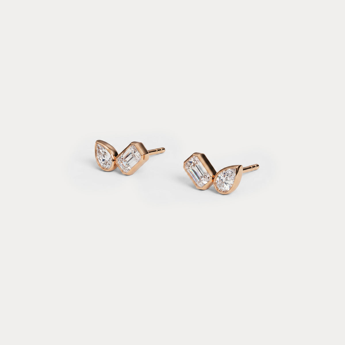 Toi et Moi Pear & Emerald Lab-Grown Diamond Stud Earrings - Earrings