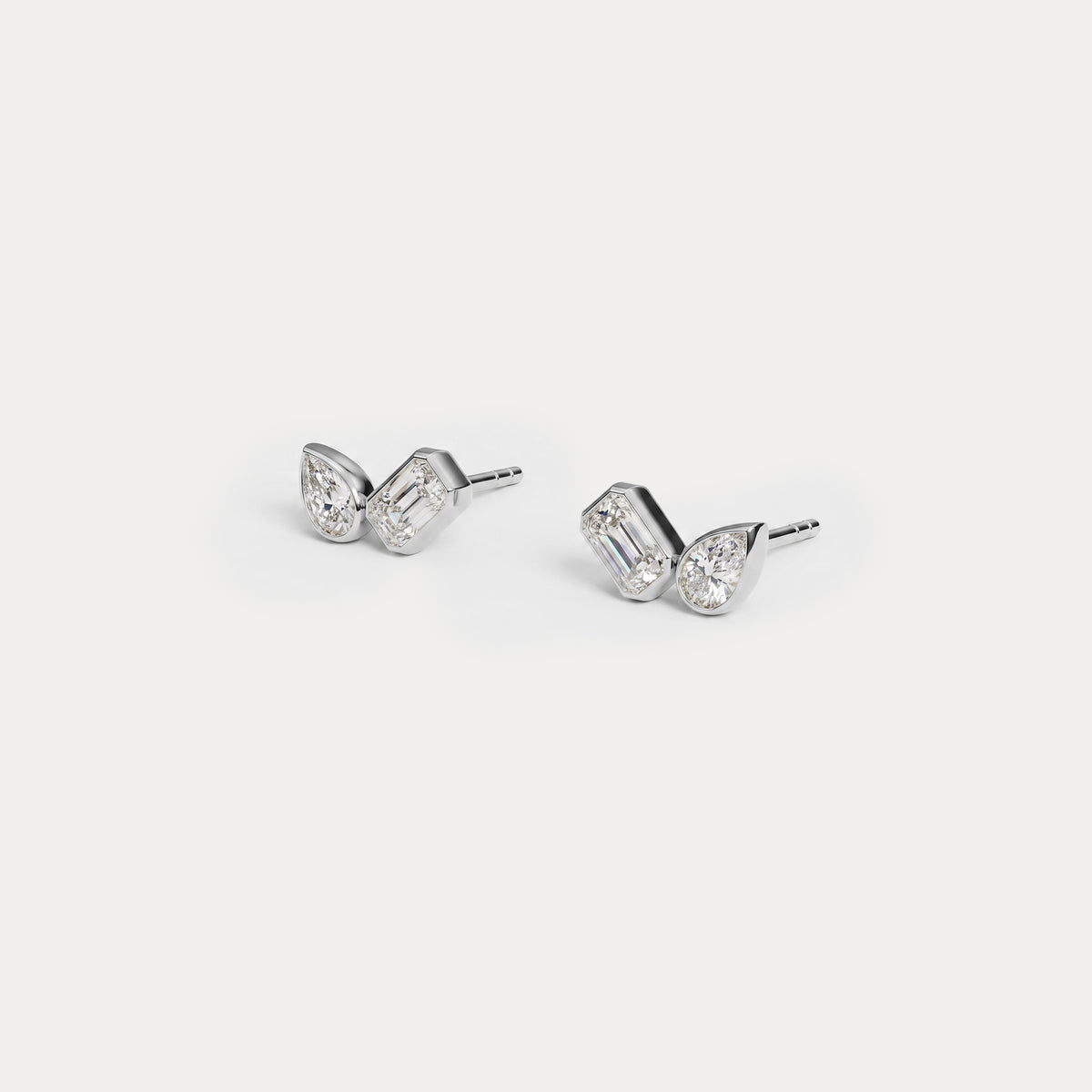 Toi et Moi Pear & Emerald Lab-Grown Diamond Stud Earrings - Earrings