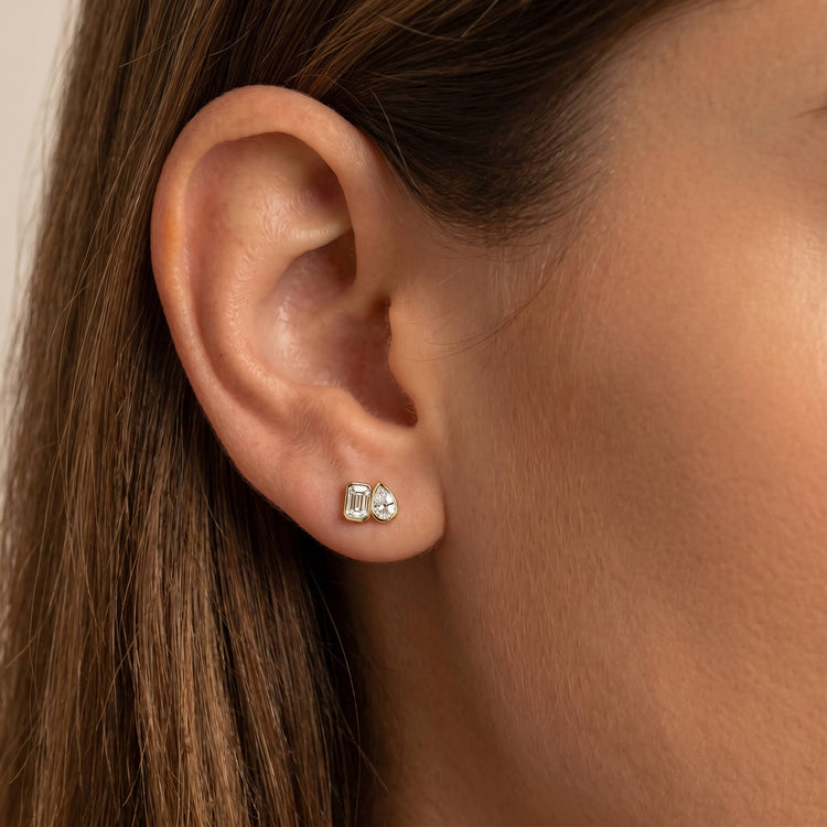 Toi et Moi Emerald & Pear Lab-Grown Diamond Stud Earrings - Earrings
