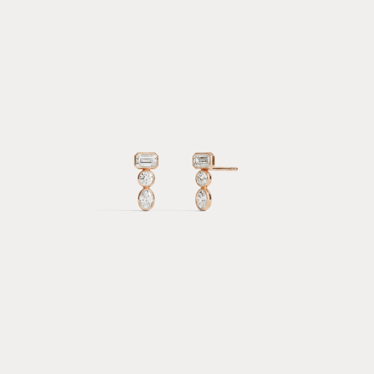 Geometric Mixed-Cut Lab-Grown Diamond Stud Earrings - Earrings