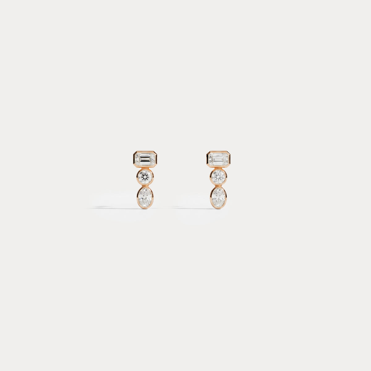 Geometric Mixed-Cut Lab-Grown Diamond Stud Earrings - Earrings