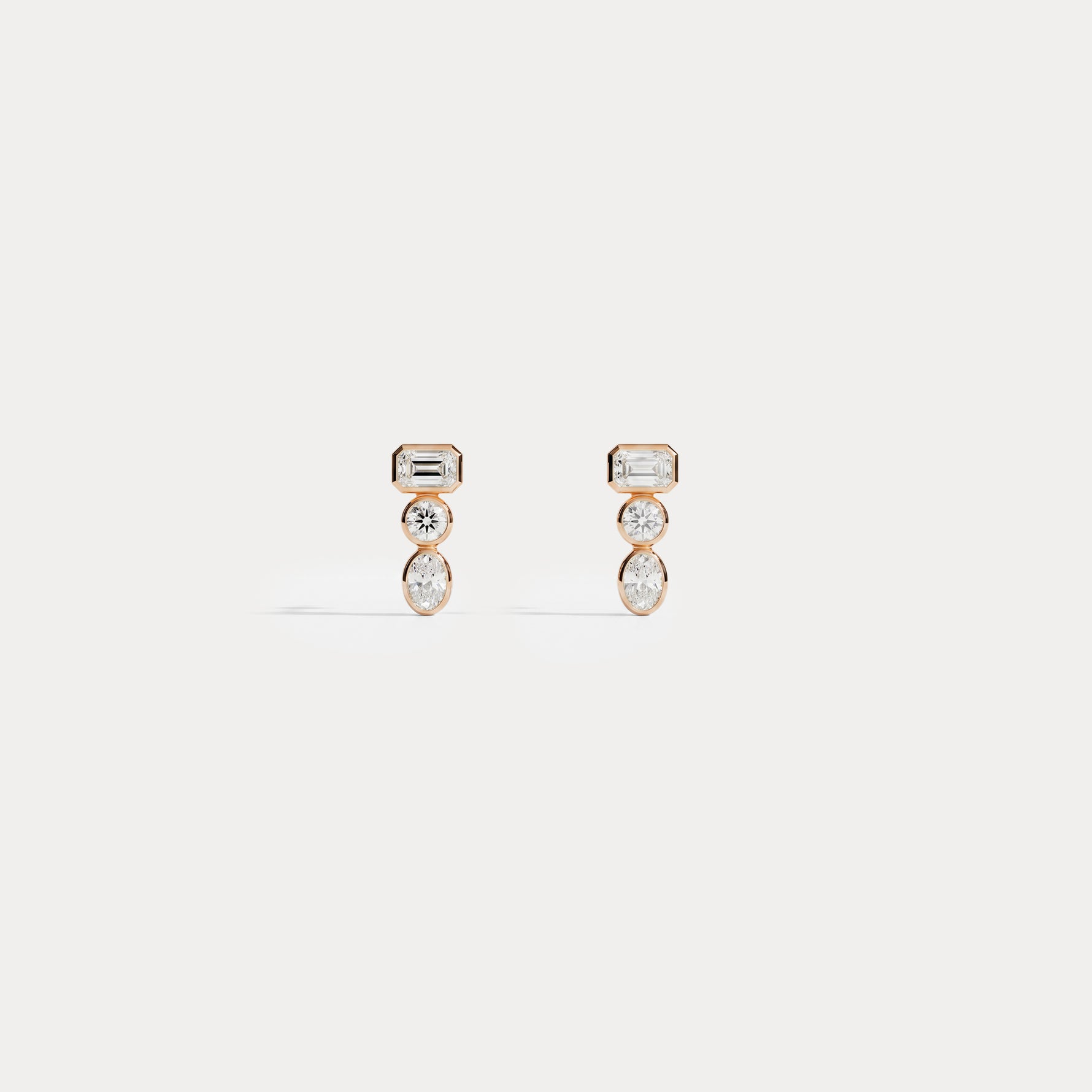 Geometric Mixed-Cut Lab-Grown Diamond Stud Earrings - Earrings