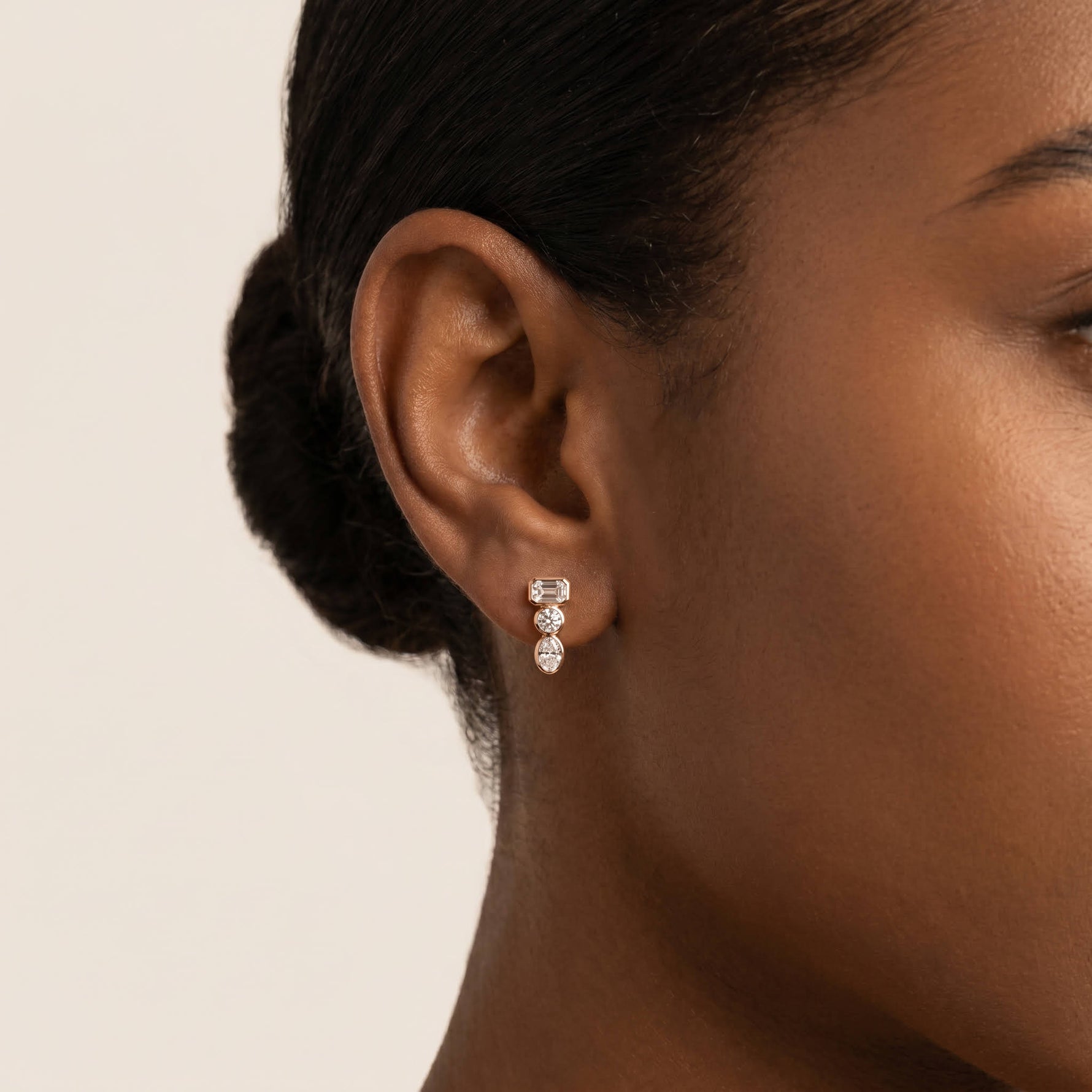 Geometric Mixed-Cut Lab-Grown Diamond Stud Earrings - Earrings